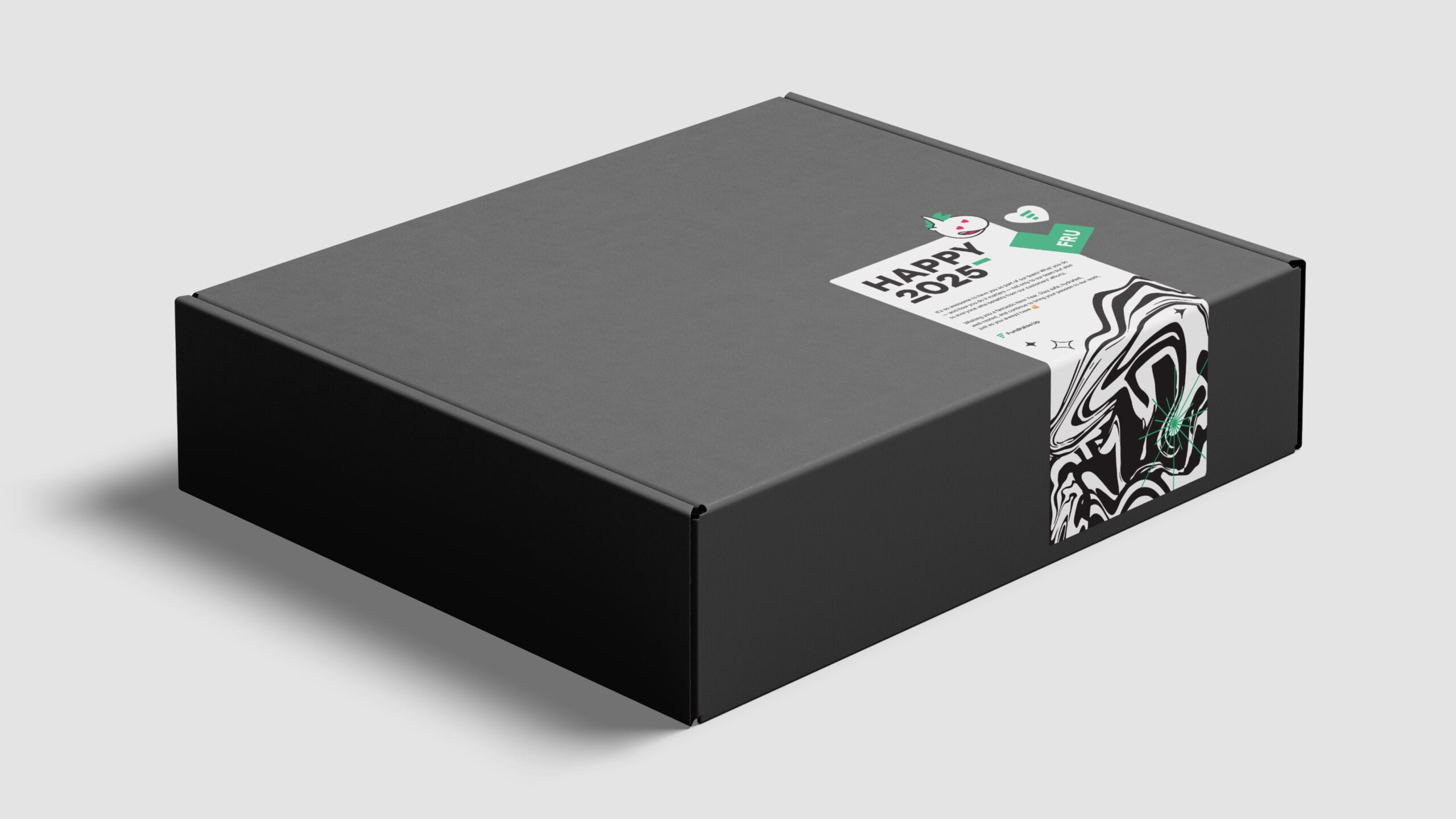 Matt black packaging for holiday gifts for employees