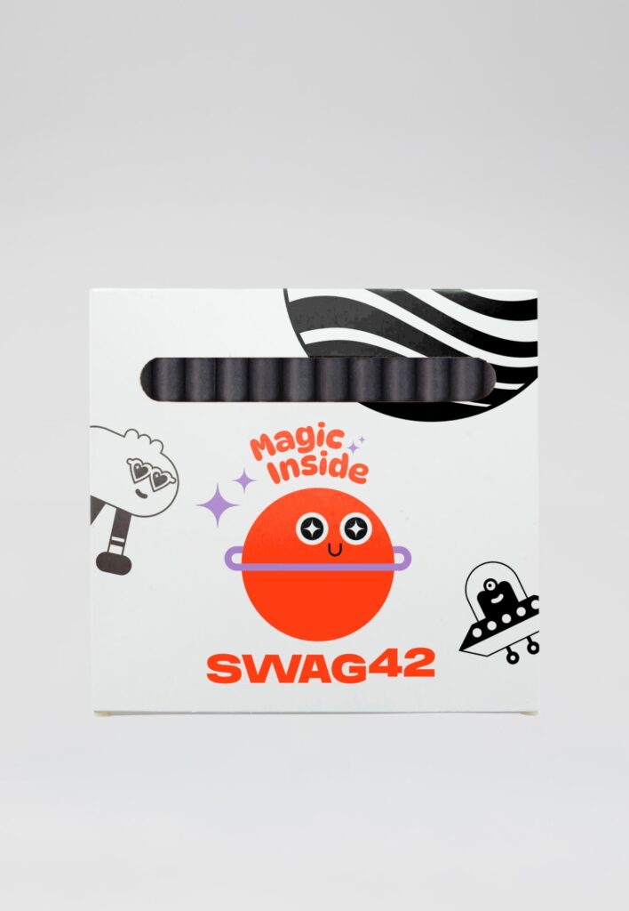 Branded notebook and crayons