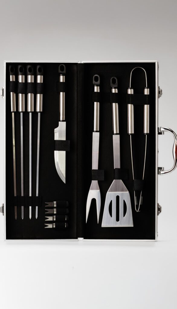 12-piece stainless steel BBQ set