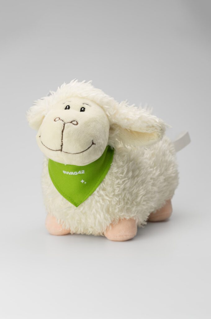 Branded plush sheep