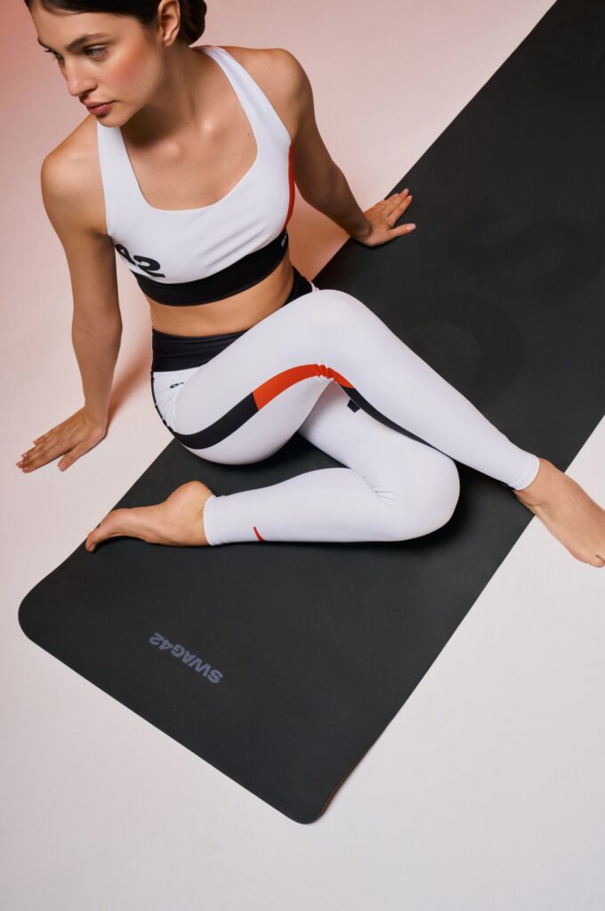 Branded yoga mat and yoga outfit