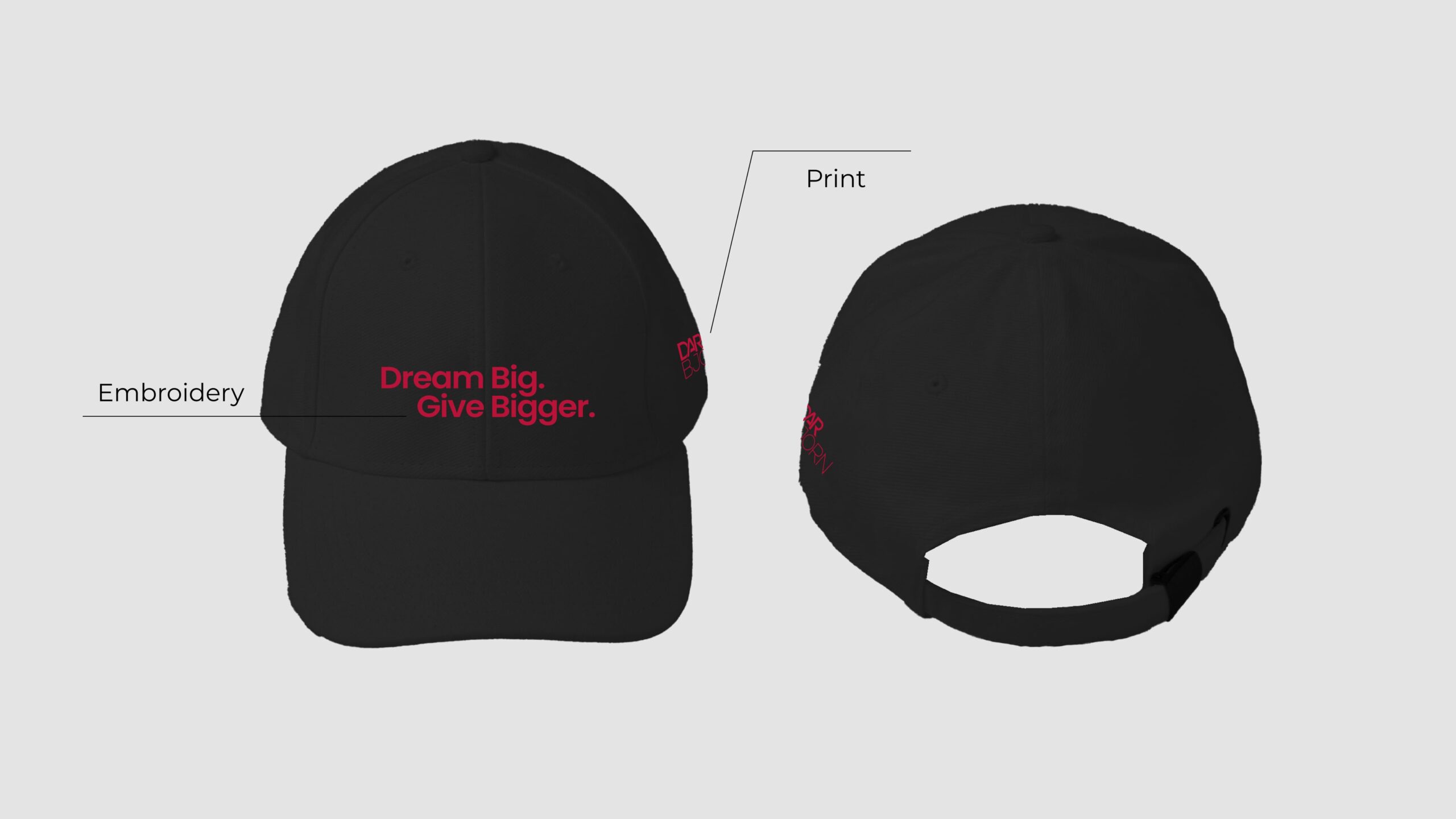A cotton baseball cap with print and embroidery