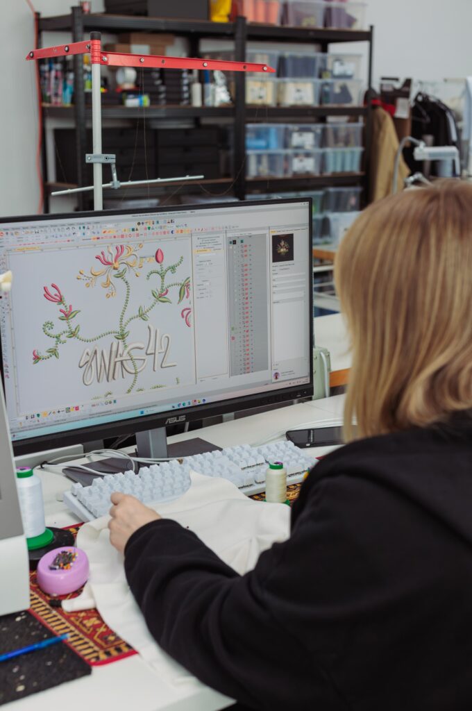 Creating embroidery in a specialized program