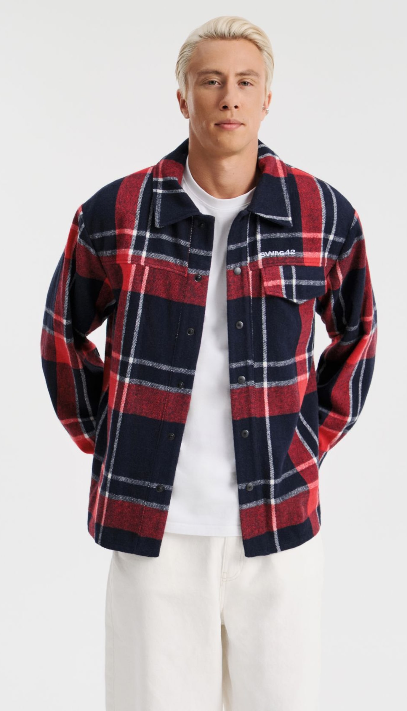 Brushed flannel shirt with logo