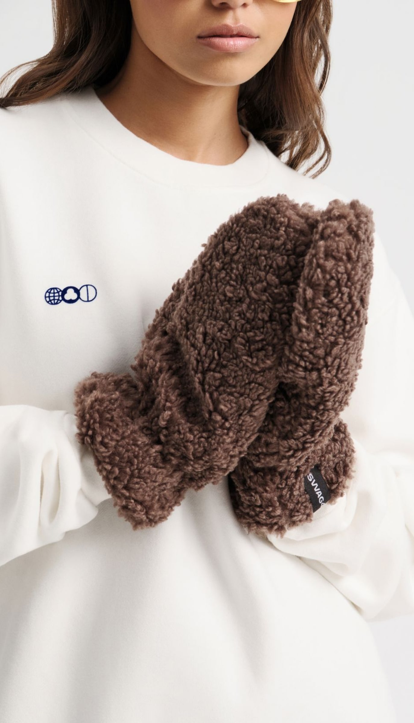 Branded teddy plush mittens for corporate gifts for employees