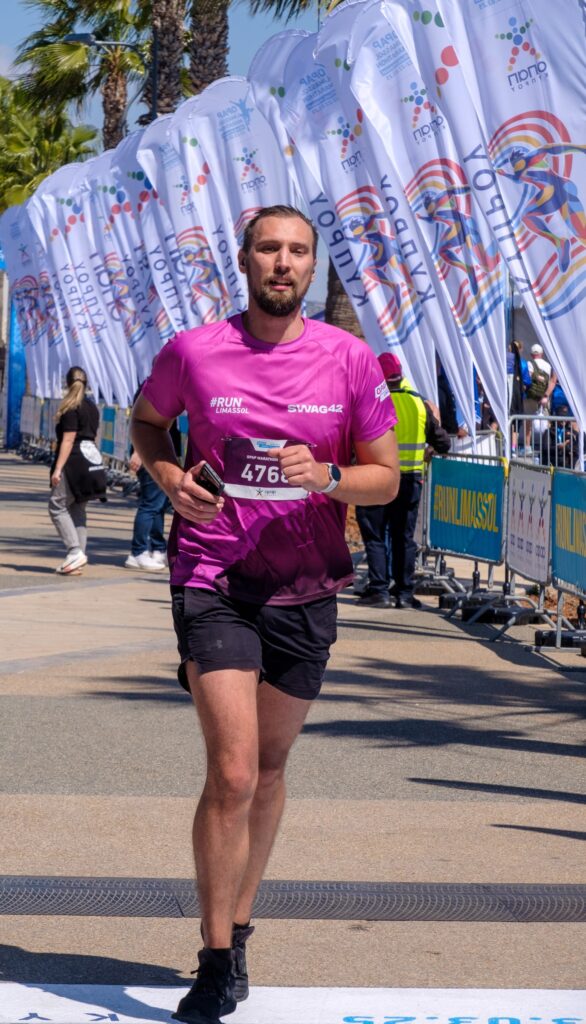 A person running in marathon gear