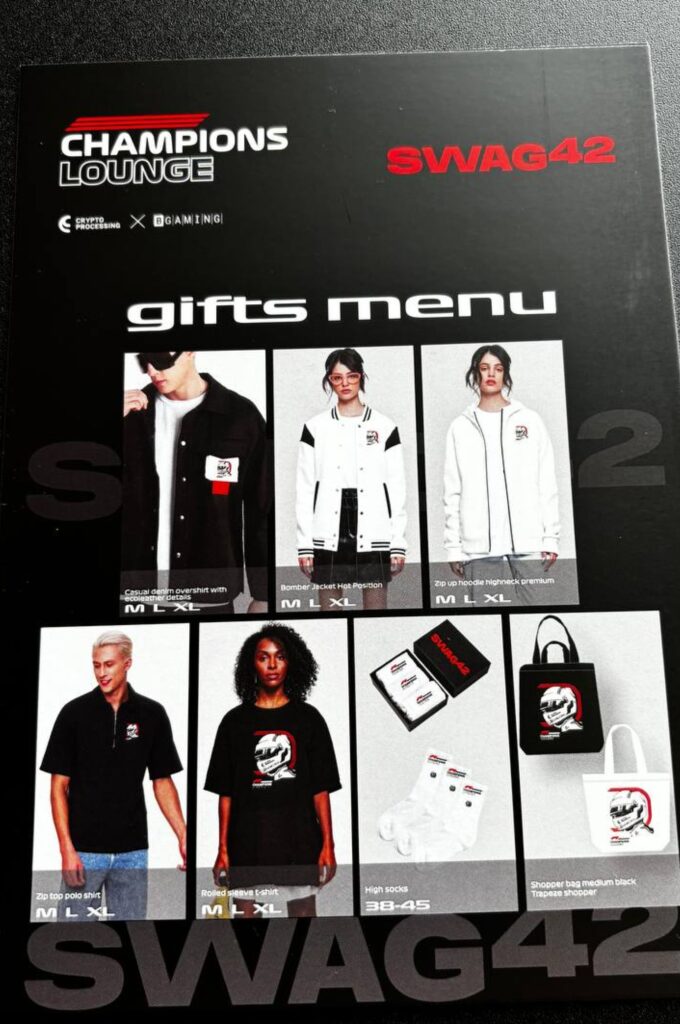 Menu with branded gifts