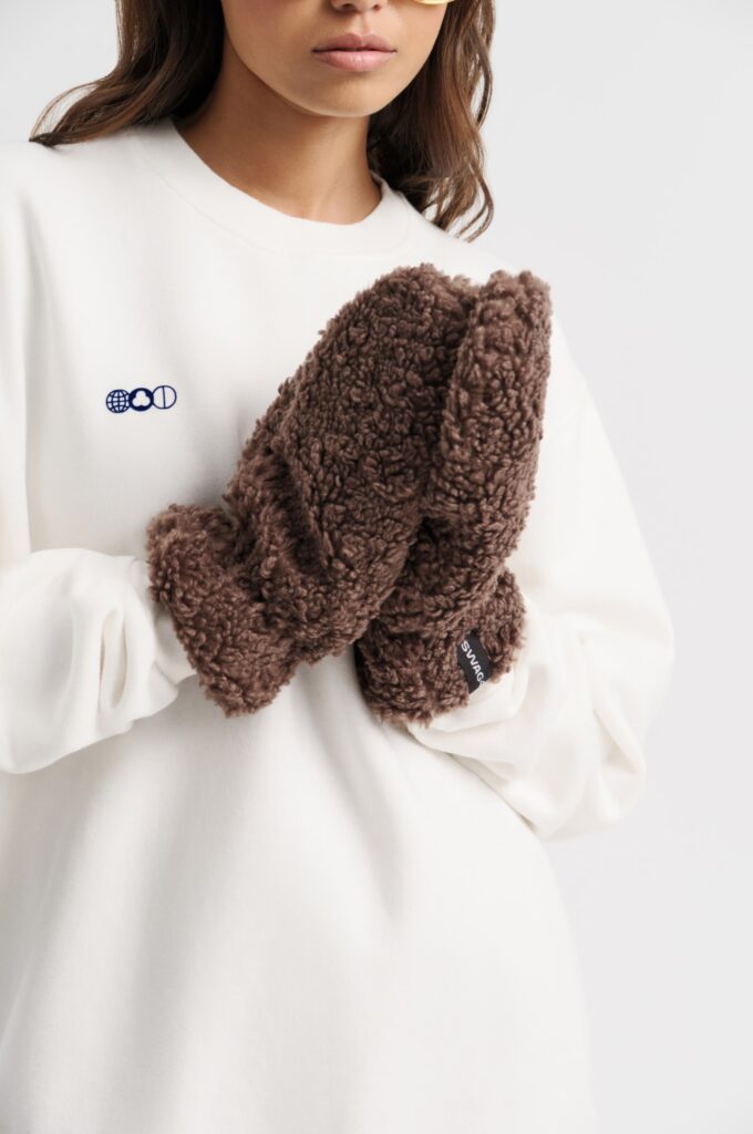 Branded teddy mittens