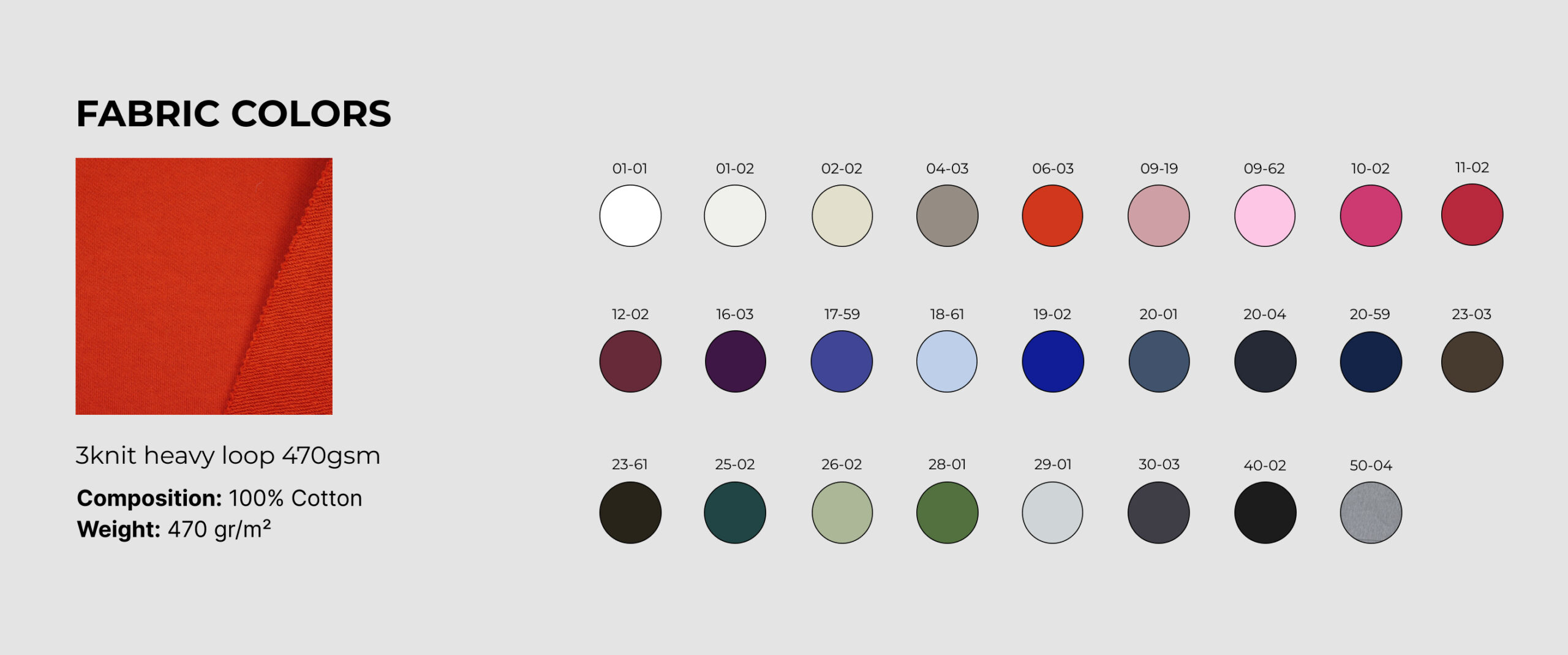 Hoodie fabrics color palette