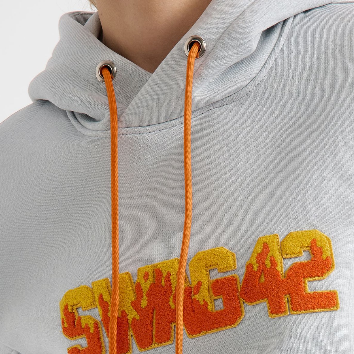 Orange custom cords for hoodie merch design