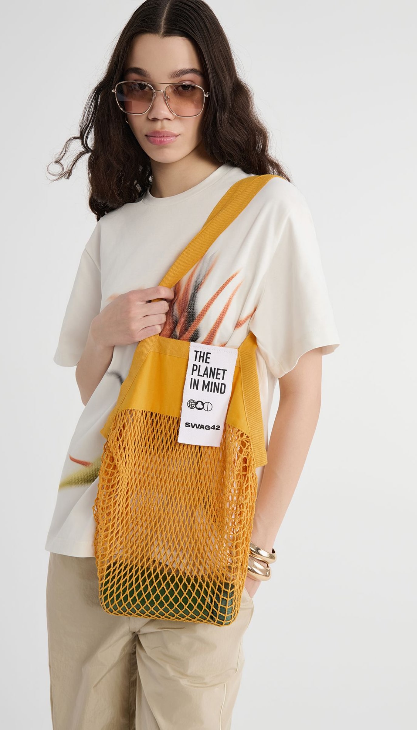 Cotton mesh grocery bag custom-branded