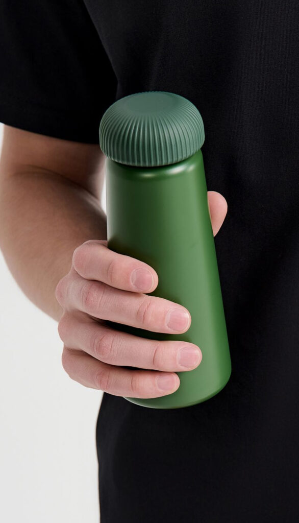 Steel thermo bottle with custom branding for eco-friendly swag