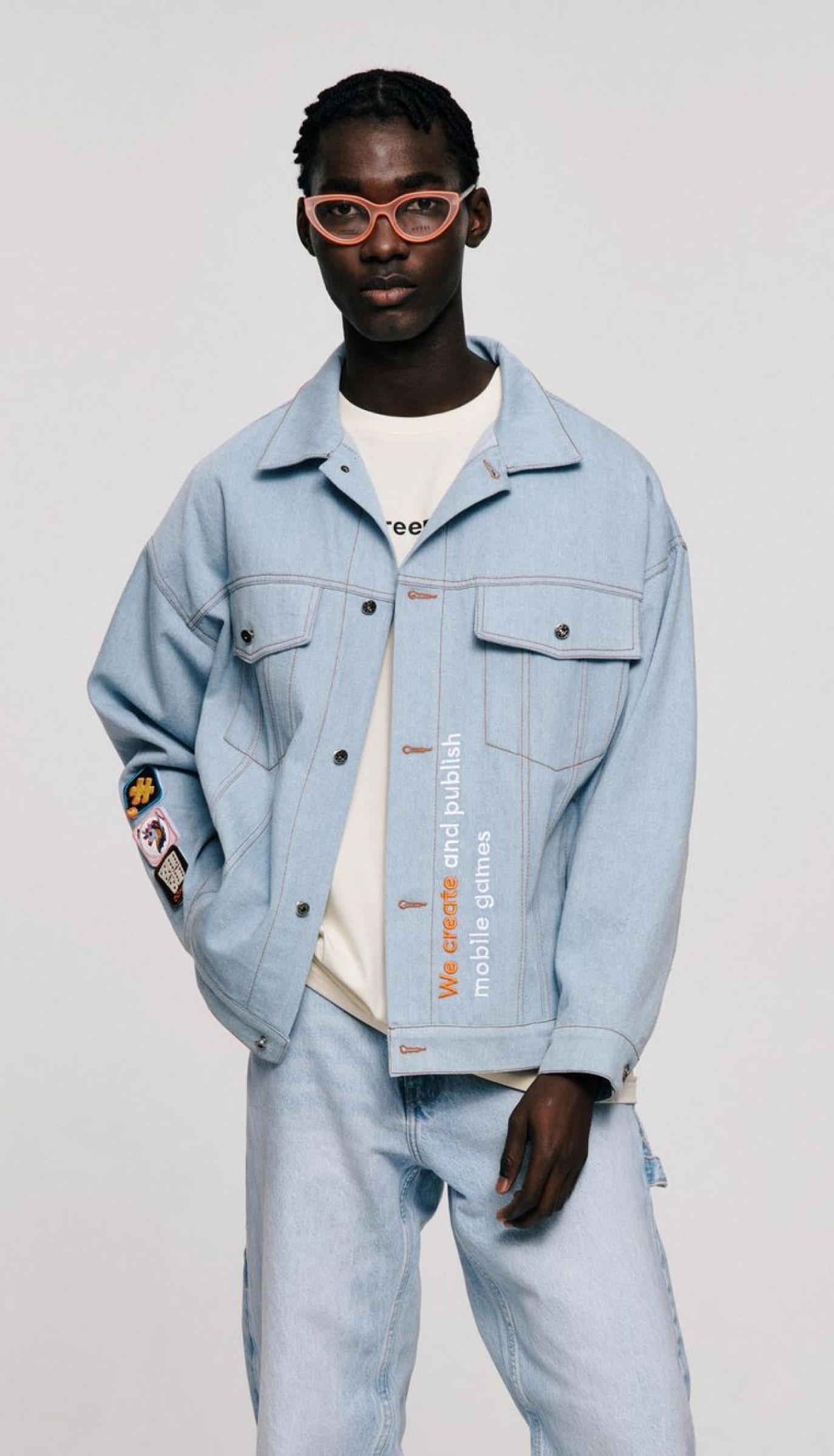 Custom jeans jacket with patches