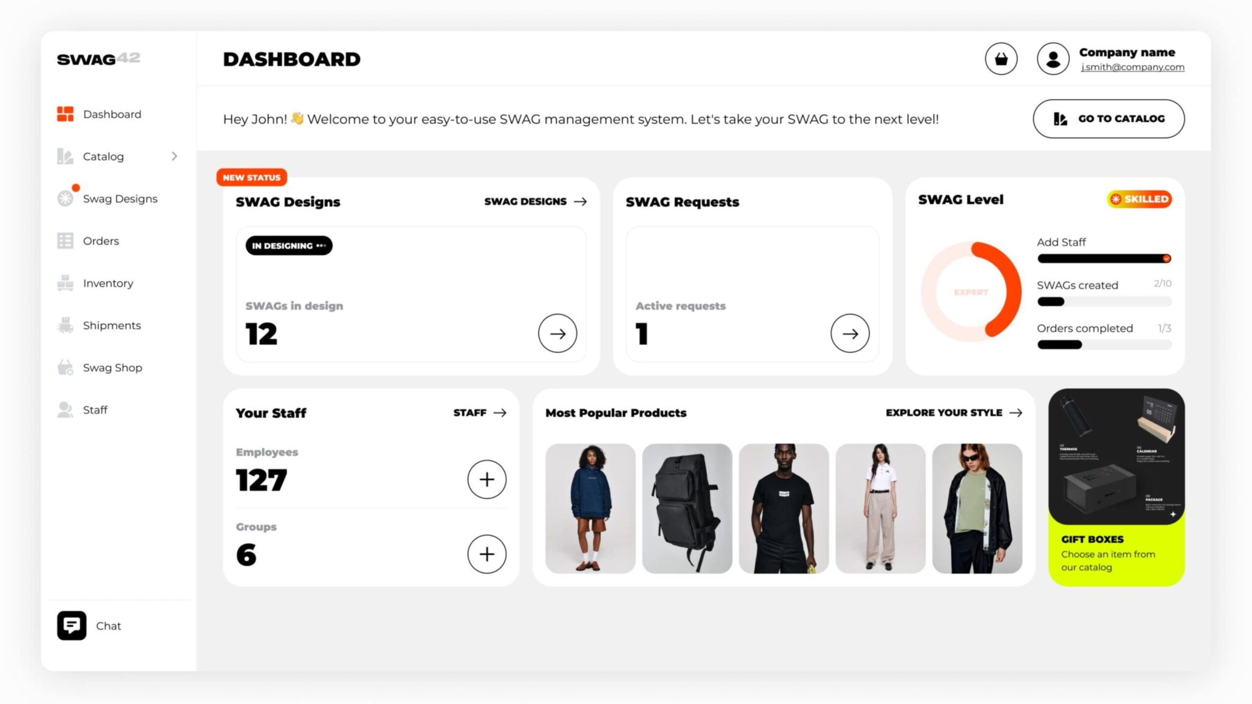 Swag42 corporate gifting platform