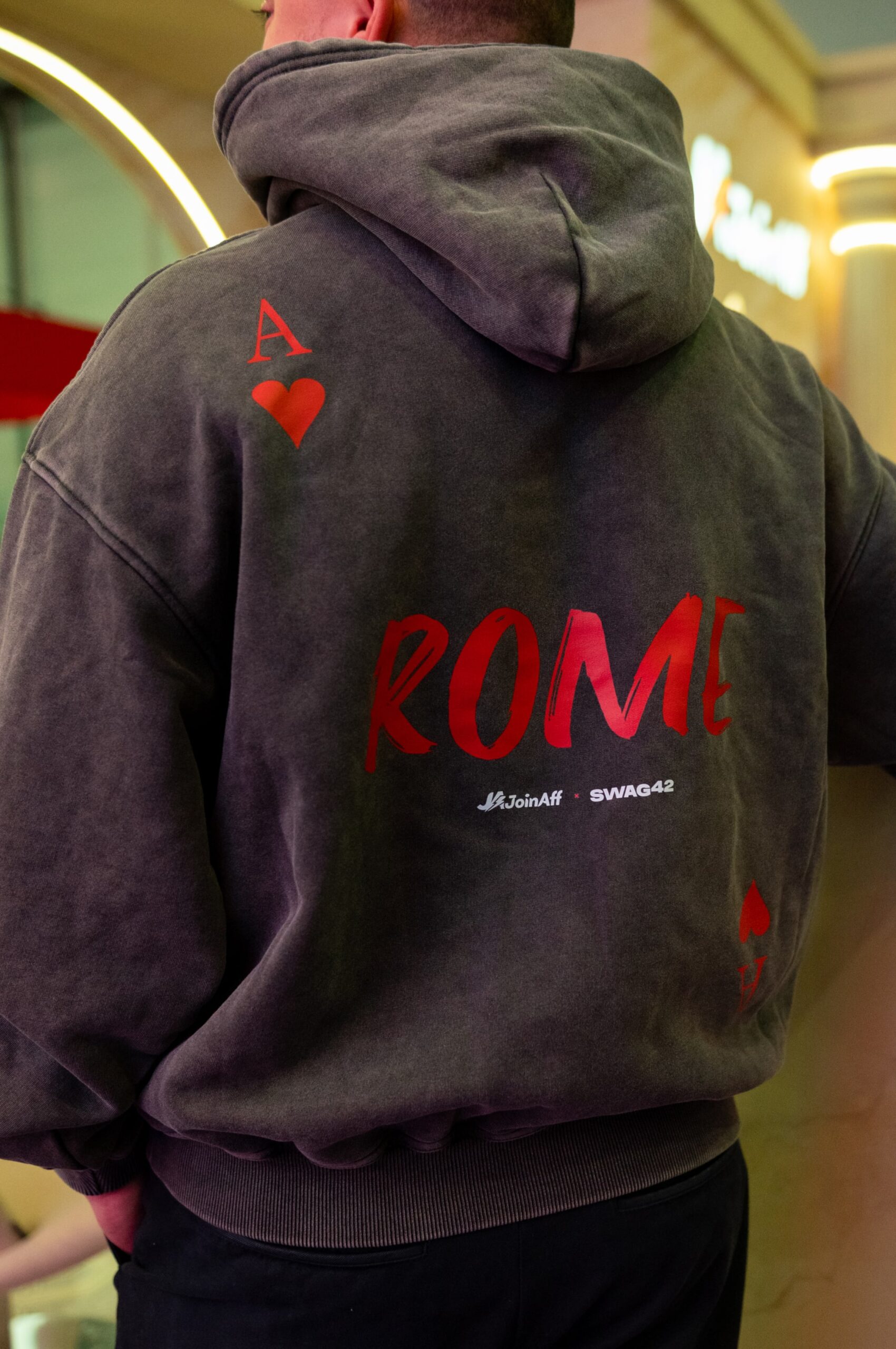 Acid-washed custom hoodie with logo for event swag