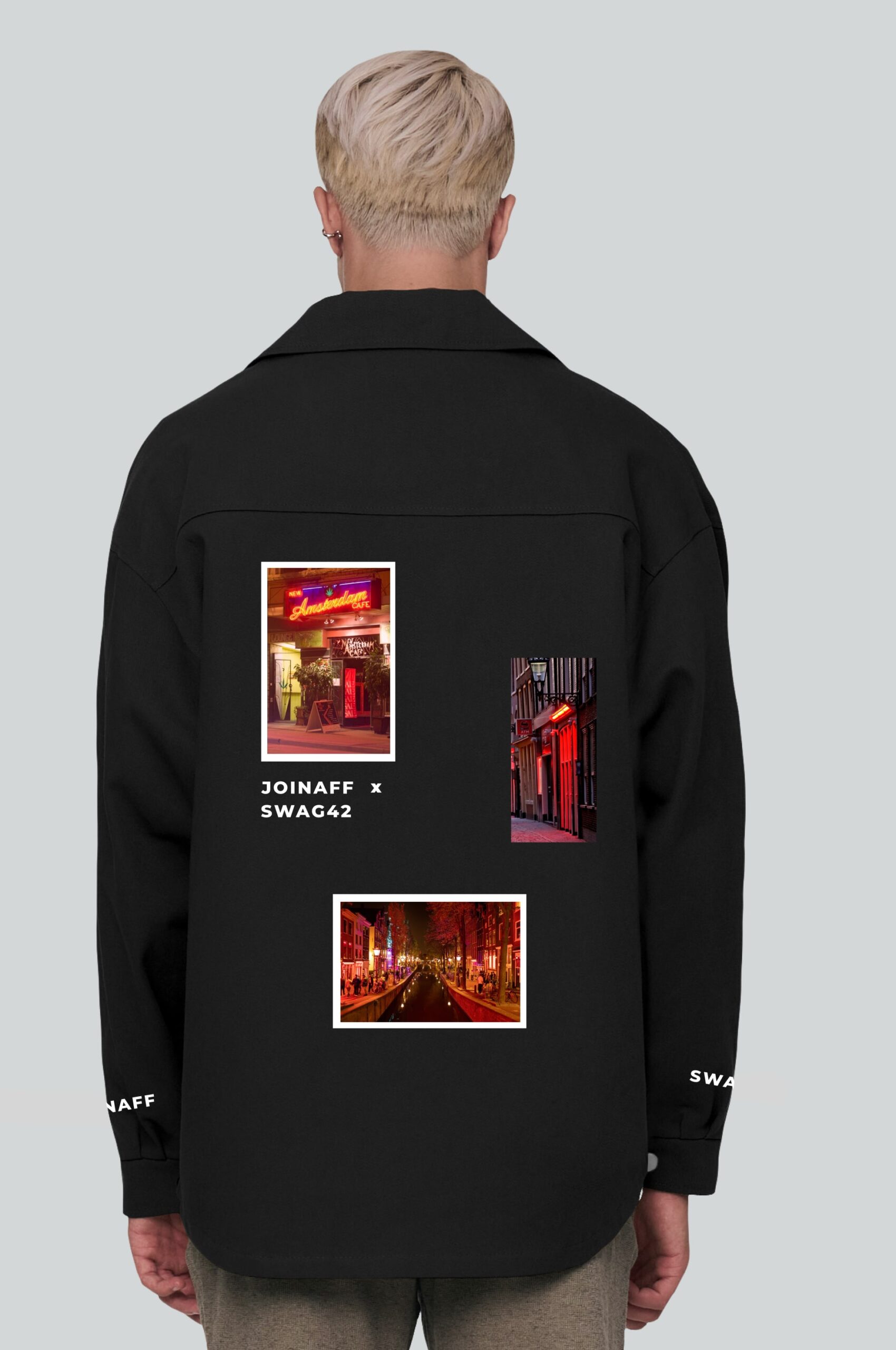 Denim overshirt with patches for custom event merchandise