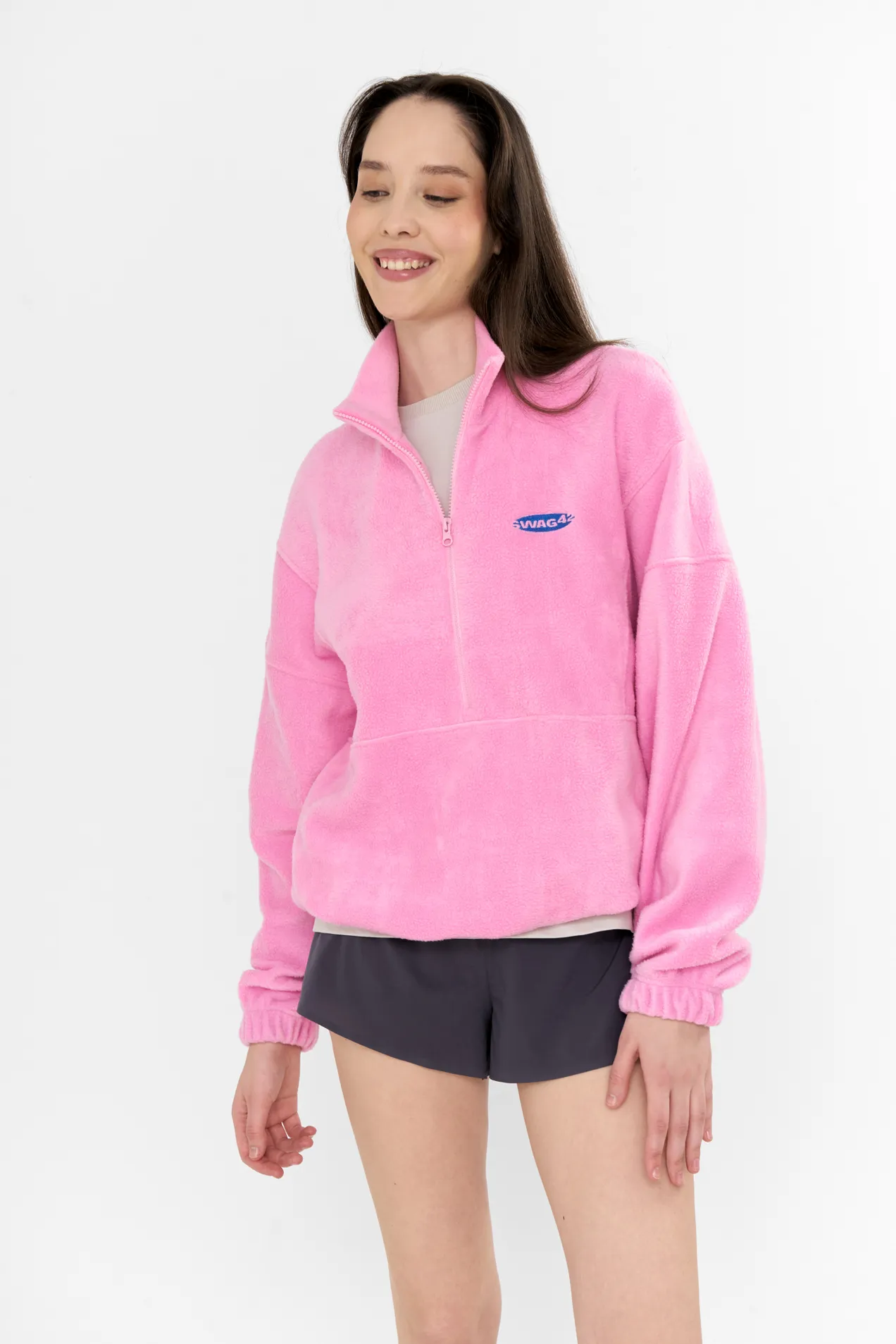 Custom corporate merch: quarter zip fleece sweatshirt by Swag42