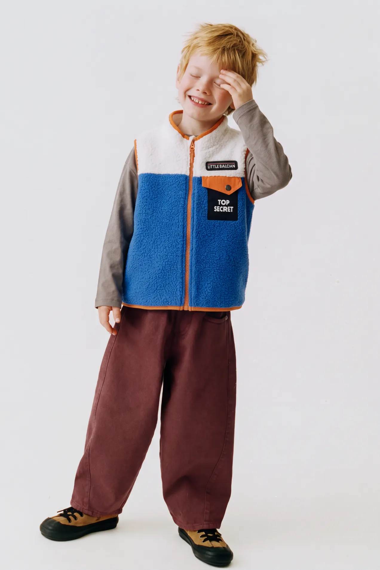 Kids teddy vest with a patch
