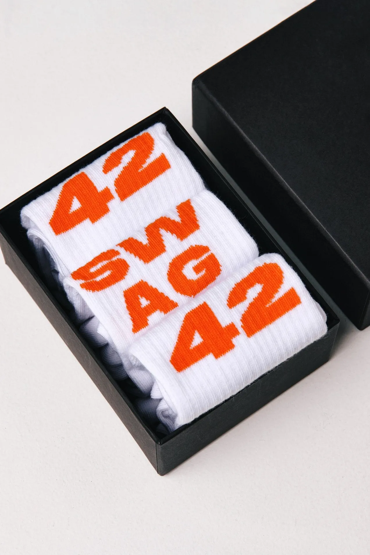 Branded socks presented in a gift box